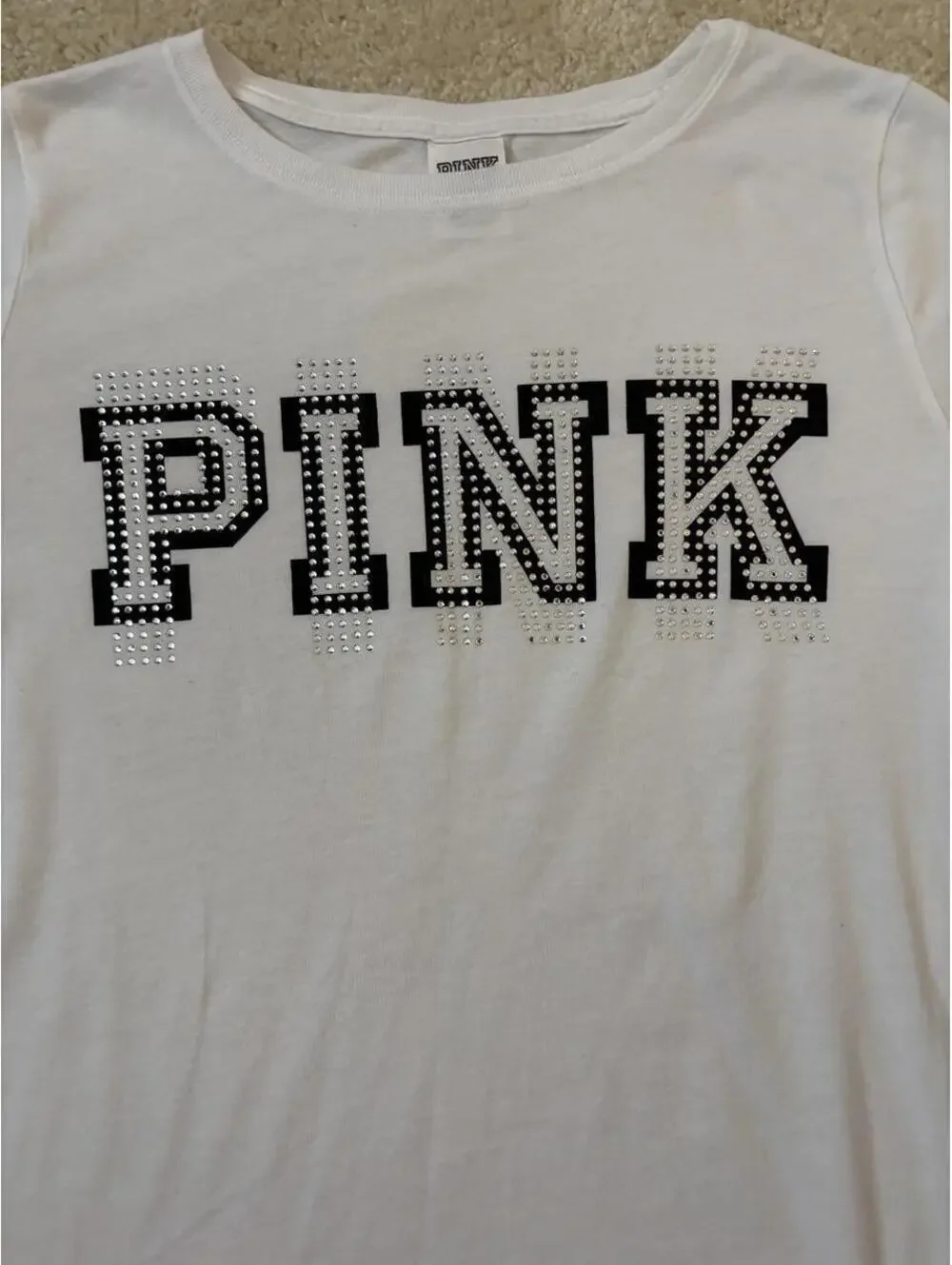VS PINK white rhinestone tee